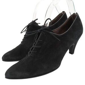 Gabor Women 6 Solid Black Suede Leather Lace Up Ankle Booties Cone Heels Shoes